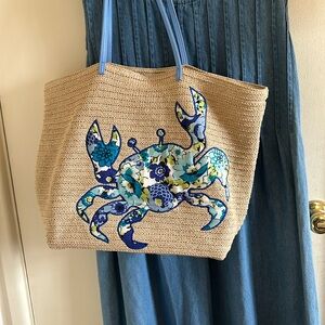 Vera Bradley Embroidered Crab Tote